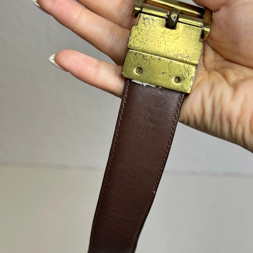 Polo Ralph Lauren Reversible Black/Brown Leather Belt Pony Logo